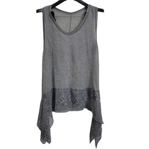 Gray Pullover Wool Mohair Blend Round Neck Sweater Cardigan Made in Italy Medium